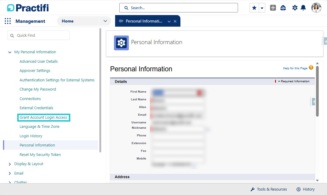 Screenshot of the Settings page with the Grant Account Login Accents option highlighted.